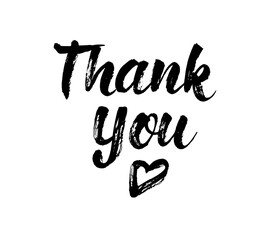 Fototapeta premium Thank you handwritten lettering. Cute ink brush textured greeting card print template. Vector quote illustration.