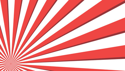 Fototapeta premium Circular Red White Striped Background Rectangle Low Side Scrolling - Sunburst, Radial
