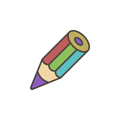 Colored colorful multicolored wooden pencil. 