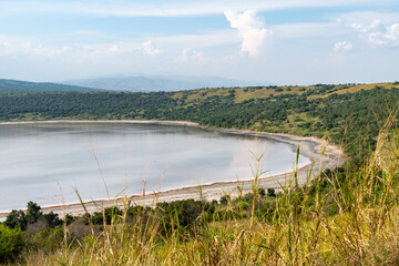 Lake Nyamunuka in Uganda, a crater lake near Queen Elizabeth National Park