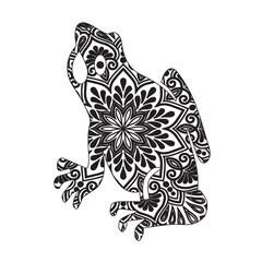 Frog animal mandala coloring page.Hand drawn zentangle frog for coloring book for adult, shirt design