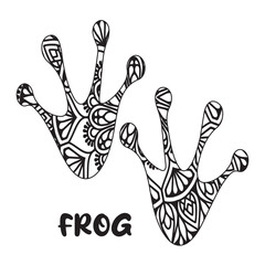 Naklejka premium Frog animal mandala coloring page.Hand drawn zentangle frog for coloring book for adult, shirt design
