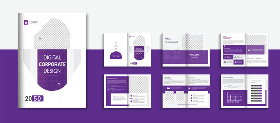 Corporate multipage brochure template layout design, company profile brochure template layout design, business profile template design, 12-page, annual report, minimal, editable businss brochure.