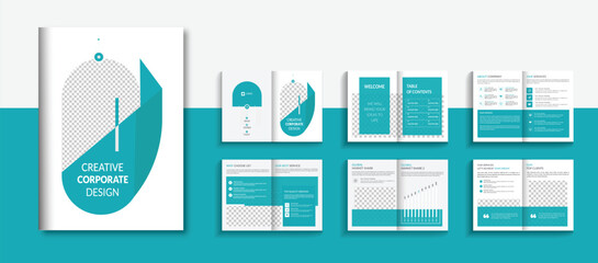 Corporate multipage brochure template layout design, company profile brochure template layout design, business profile template design, 12-page, annual report, minimal, editable businss brochure.