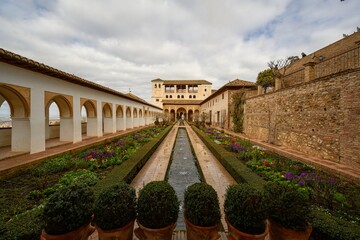 Fototapeta premium Generalife gardens at Alhambra, Granada, Spain