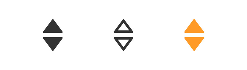Arrows up and down icon on light background. Elevator symbol. Sort data, ui, scrolling, growth. Outline, flat and colored style. Flat design.