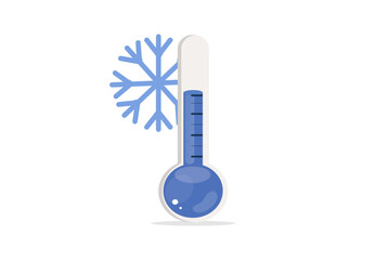 Thermometer cold temperature. Meteorological thermometers measuring climate. Celsius thermometers. Vector flat icons.