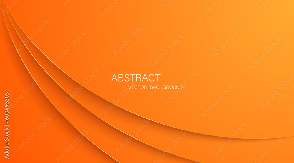 Poster Orange abstract background with golden glowing lines with free space for design.
