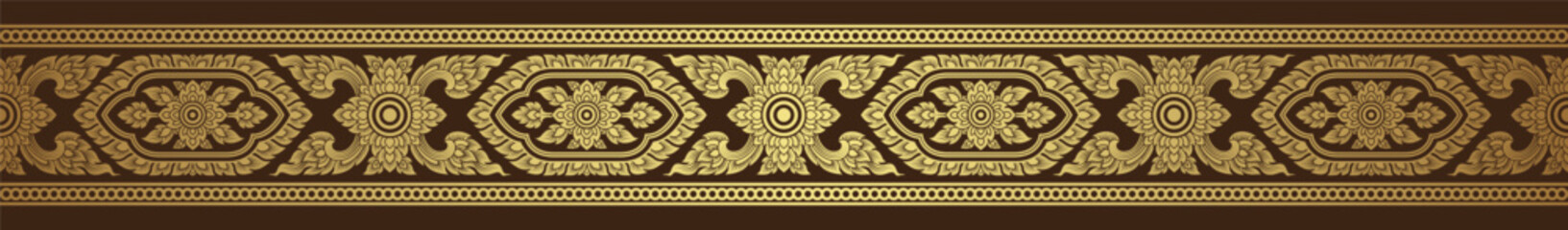 Gold thai art, buddhism temple element and background pattern decoration motifs for pillar pattern