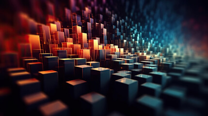 Obraz premium Modern digital abstract 3D background. Can be used in the description of network abilities, technological processes, digital storages, science, education, etc. Copy space. Based on Generative AI