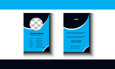 Abstract Geometric Blue Id Card Design, Professional Identity Card Template Vector for Employee and Others
