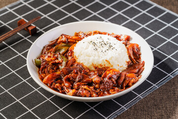 Northeast China special Korean food squid rice bowl