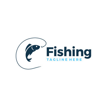 river fishing logo design vector illustration