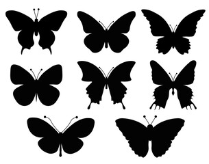 Fototapeta na wymiar collection of butterflies set of butterflies silhouettes Flying Vector illustration 