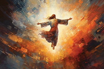 Fototapeta na wymiar Biblical illustration of the Ascension of Jesus Christ - AI Generated