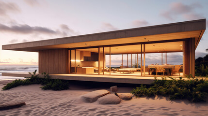 Fototapeta premium Outside view of a modern beach house 