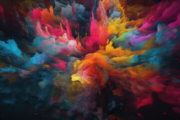 an abstract painting of multicolored paint, generative AI