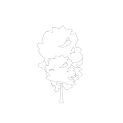 tree line drawing, Side view, graphics trees elements single object outline minimal plant symbol for architecture and landscape design. Vector illustration in stroke fill in white. forest, tropical.