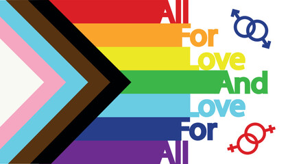 All for love and love for all, LGBT flag and inscription