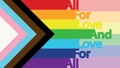 All for love and love for all, LGBT flag and inscription