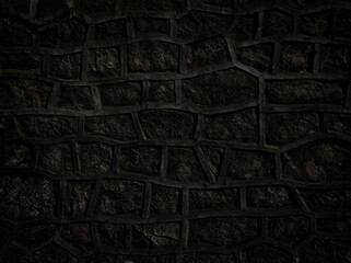 dark reinforced cement stone wall in the vintage background