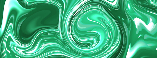 Abstract green liquid marble liens background. Seamless oil paint liquid fluid marbling flow effect. Fluid painting abstract marble texture background. 
