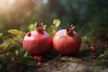 pomegranate, Generative AI illustrations. 