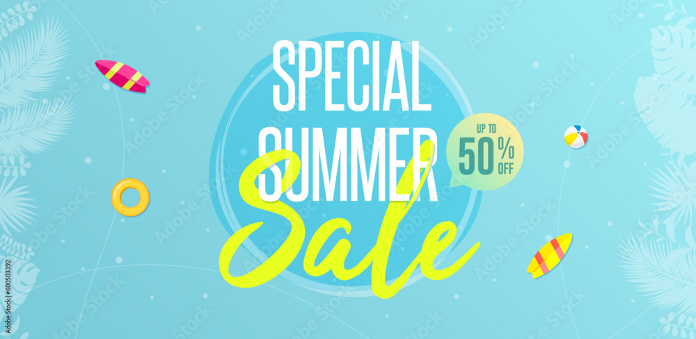 Wall mural Special Summer Sale Up to 50% Off Horizontal Banner Vector Illustration