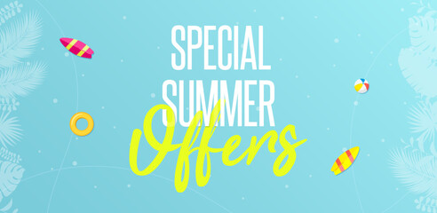 Special Summer Offers Horizontal Banner Vector Illustration