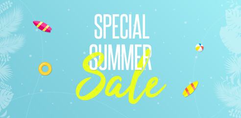 Special Summer Sale Horizontal Banner Vector Illustration
