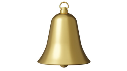 Golden bell isolated on transparent background. Minimal concept. 3D render