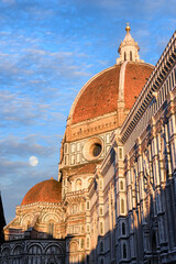 Fototapeta na wymiar Cathedral of Santa Maria del Fiore in Florence, Italy: detail view of Brunelleschi's Dome.