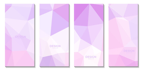 set of brochures abstract pink purple geometric triangles background for business