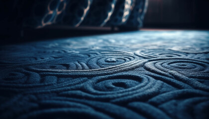 Fototapeta na wymiar Abstract design on modern blue rug backdrop generated by AI