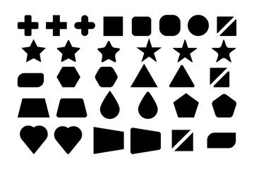 Basic shape elements with sharp and rounded edges vector collection