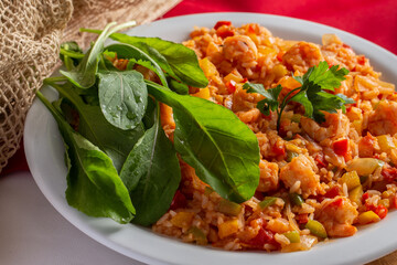 risotto with prawns and arugula