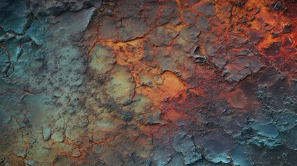 Real seamless background texture of rusty metal and earth in cracks. Generative AI