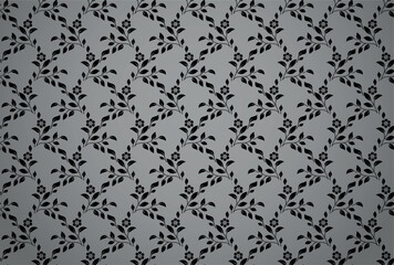 Flower pattern. Seamless black and gray ornament. Graphic vector background. Ornament for fabric, wallpaper, packaging