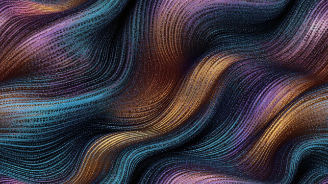 real seamless background of silk satin fabric in iridescent color. Expensive textiles made of shiny threads and yarn with sequins. Generative AI.