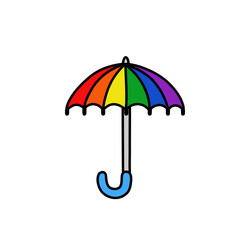 Umbrella logo icon sign Symbol LGBT pride month Human rights and tolerance Cartoon doodle design Trendy style Fashion print for clothes apparel greeting invitation card cover flyer poster textile ad