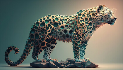 Fototapeta premium Leopard animal abstract wallpaper. Soft background panthera in Pastel colors generative ai