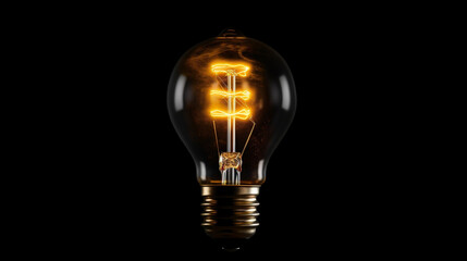 a incandescent light with voltage drop bulb on black background. Generative ai