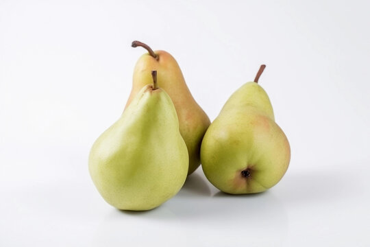 Several pears on a white background. AI Generated