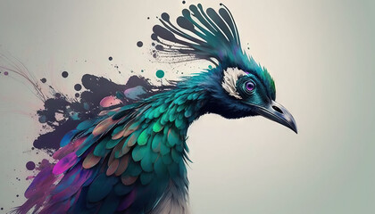 Peacock abstract wallpaper. Soft background with cute peafowl  bird in Pastel colors generative ai
