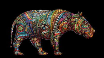 Obraz premium Celtic-style Hippopotamus created with generative AI technology