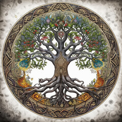 Celtic style Tree of Life created with generative AI technology