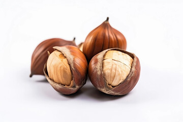 Obraz premium Hazel nut on a white background. AI Generated
