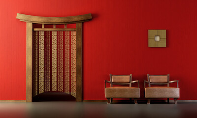 3d rendering of the Chinese lounge room