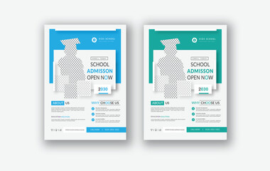 School kid's education flyer, Kids school education admission flyer or Kids Childrens back to school education admission flyer poster layout, .