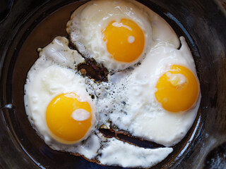 Fried Eggs on cast iron pan